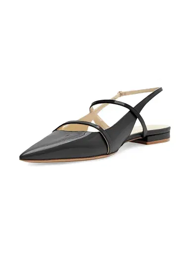 Alexandre Birman Women's Tita Double-Strap Leather Flats - Black - Size 8.5 | Thumbnail 2