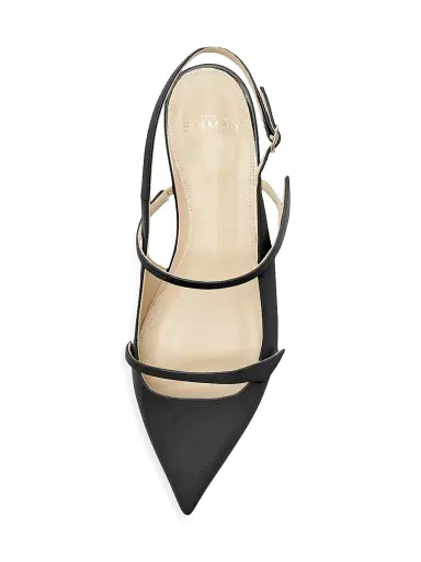 Alexandre Birman Women's Tita Double-Strap Leather Flats - Black - Size 8.5 | Thumbnail 4