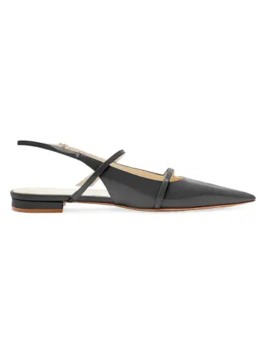 Alexandre Birman Women's Tita Double-Strap Leather Flats - Black - Size 8.5 | Thumbnail 1