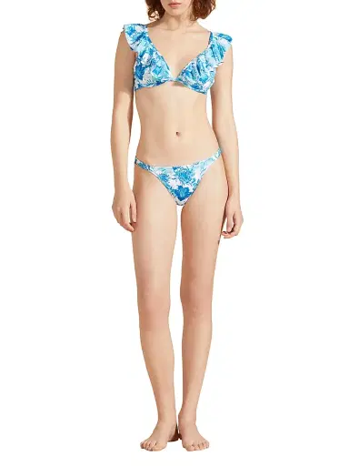 Vilebrequin Women's Tahiti Flowers Ruffled Bikini Top - Blanc | Thumbnail 2 Vilebrequin Women's Tahiti Flowers Ruffled Bikini Top - Blanc | Thumbnail 2