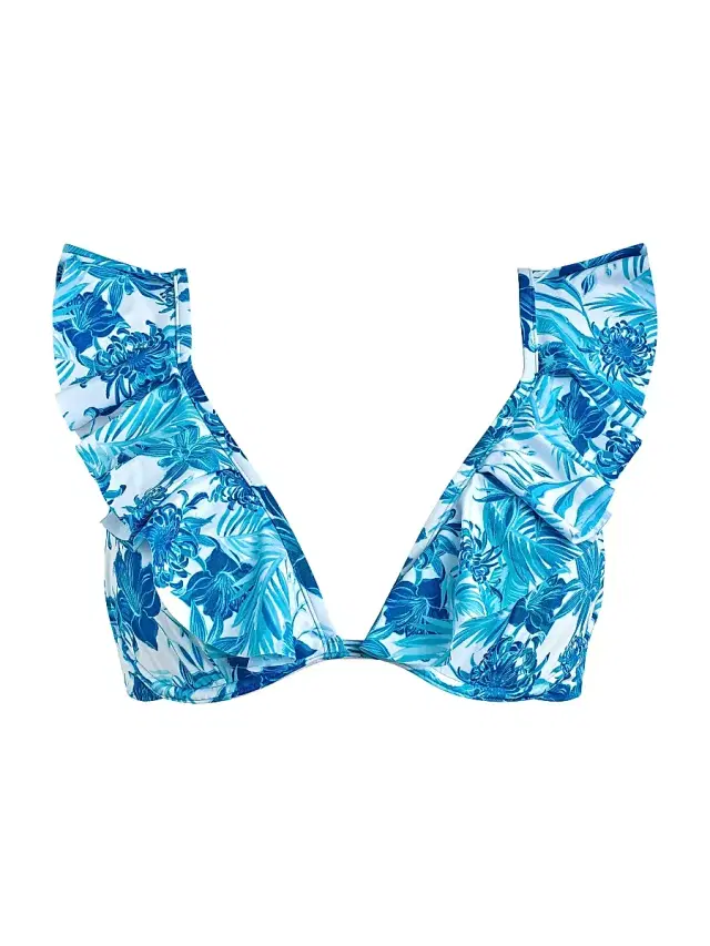 Vilebrequin Women's Tahiti Flowers Ruffled Bikini Top - Blanc