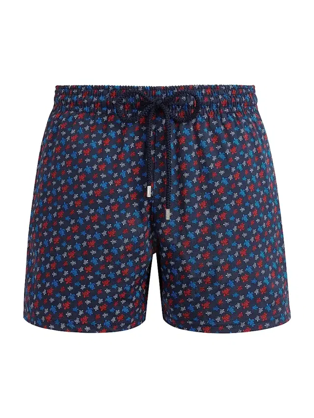 Vilebrequin Men's Moorsie Turtle Print Swim Trunks - Navy Blue Marine