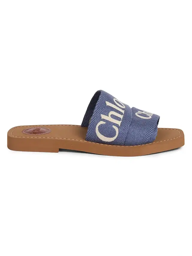 Chloé Women's Woody Logo Slide Sandals - Surfing Blue