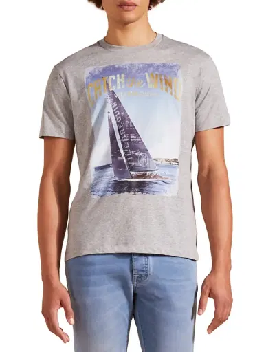 Vilebrequin Men's 'Catch The Wind' Sailboat T-Shirt - Grey - Size XXL | Thumbnail 4