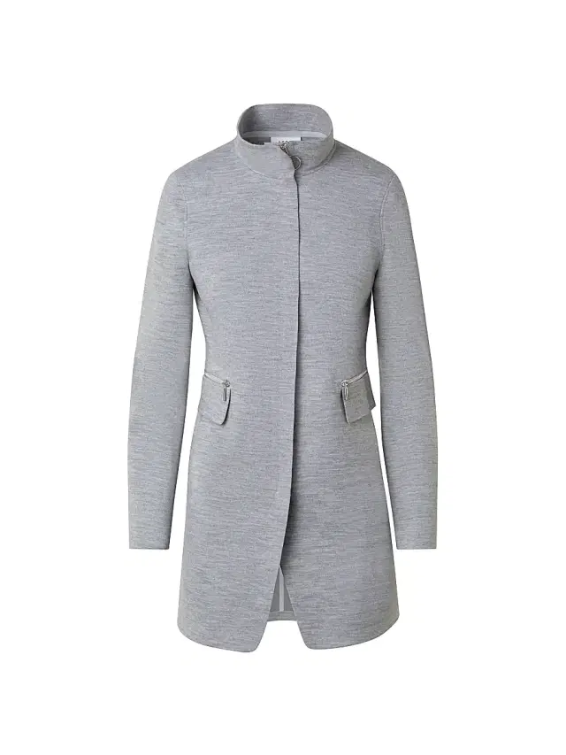 Women's Felted Wool Jersey Fitted Coat - Silver