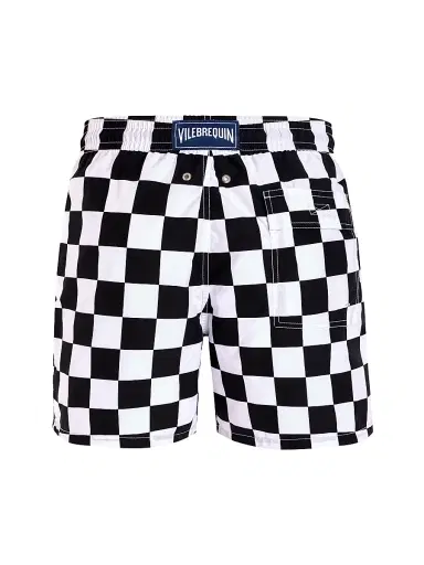 Vilebrequin Men's Damier Print Swim Trunks - White - Size Small | Thumbnail 3