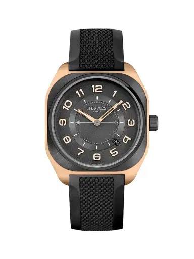 HERMÈS Men's H08 18K Rose Gold, Titanium & Rubber-Strap Watch/42MM - Rose Gold | Thumbnail 1 HERMÈS Men's H08 18K Rose Gold, Titanium & Rubber-Strap Watch/42MM - Rose Gold | Thumbnail 1
