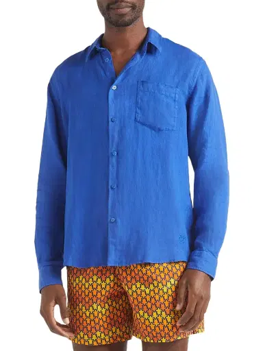 Vilebrequin Men's Long-Sleeve Linen Shirt | Thumbnail 4