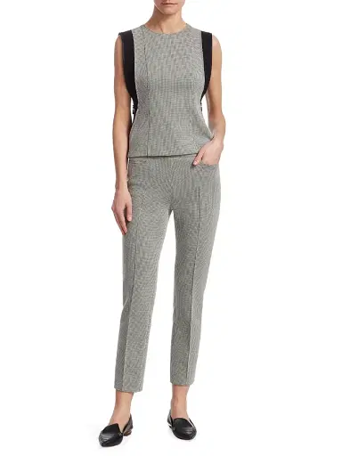 Akris punto Women's Franca Houndstooth Cropped Trousers - Black Cream | Thumbnail 2