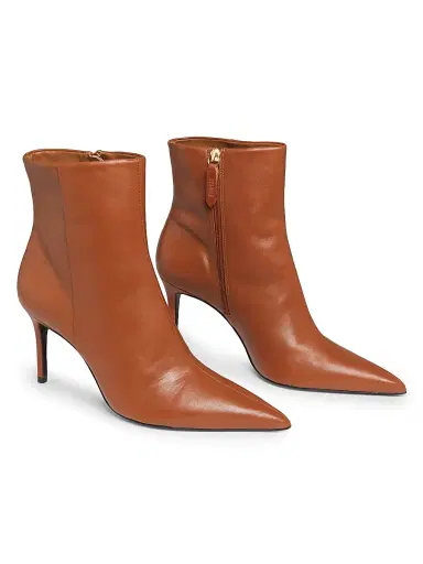 Schutz Women's Mikki 85MM Leather Stiletto Booties - Butterscotch | Thumbnail 2