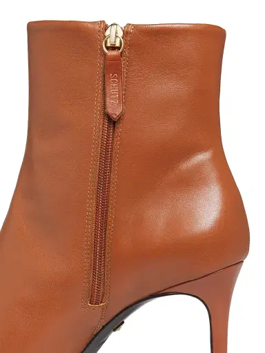 Schutz Women's Mikki 85MM Leather Stiletto Booties - Butterscotch | Thumbnail 5