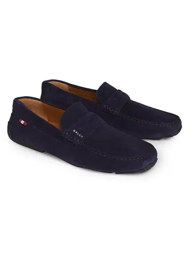 Bally Men's Palven Suede Penny Loafers - Navy | Thumbnail 2