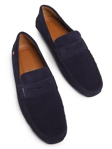Bally Men's Palven Suede Penny Loafers - Navy | Thumbnail 4