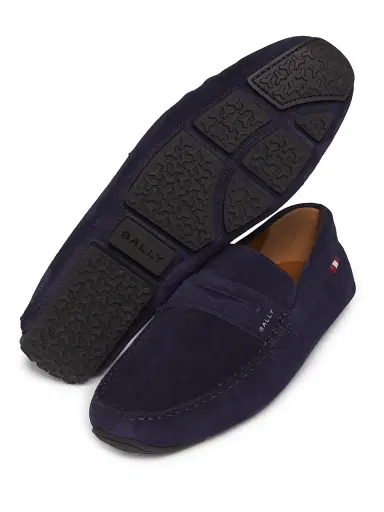 Bally Men's Palven Suede Penny Loafers - Navy | Thumbnail 6