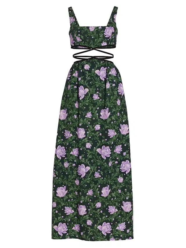 Agua by Agua Bendita Women's Peonia Cut-Out Strappy Maxi Dress - Green