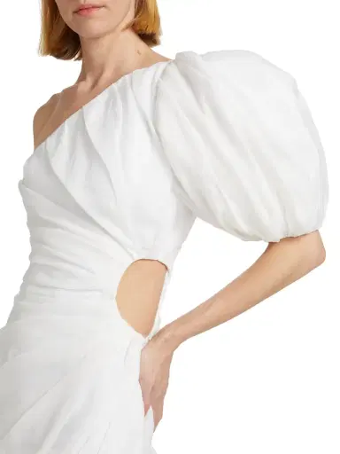 Chloé Women's Gathered One-Shoulder Minidress - White | Thumbnail 4 Chloé Women's Gathered One-Shoulder Minidress - White | Thumbnail 4