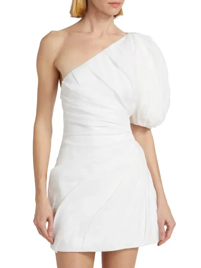 Women's Gathered One-Shoulder Minidress - White