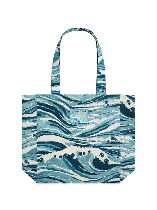 Men's  x Maison Kitsuné Balade Wave Cotton Tote Bag - Blue
