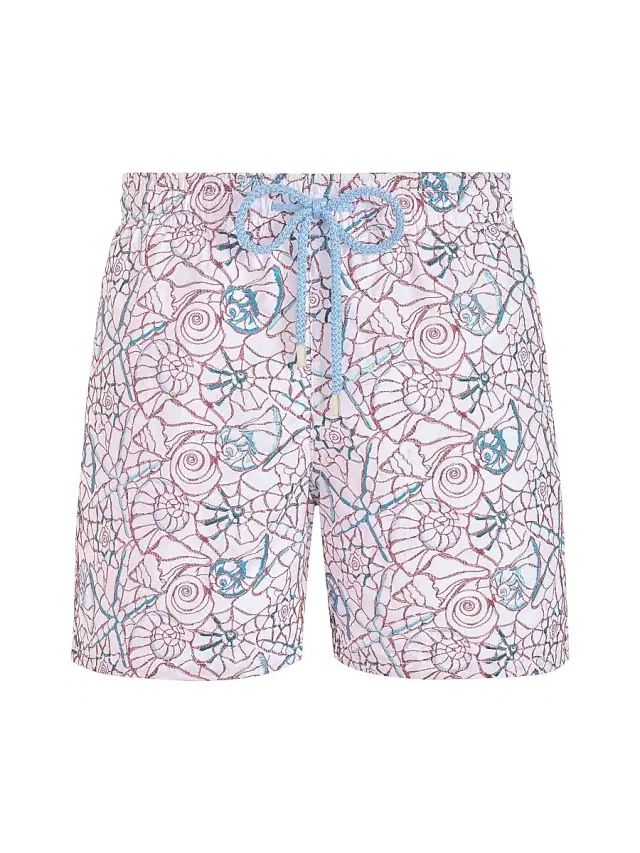 Men's Noumea Sea Embroidered Swim Trunks - Blanc
