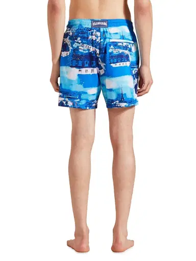 Vilebrequin Men's Paris Printed Swim Trunks - Neon Blue | Thumbnail 5 Vilebrequin Men's Paris Printed Swim Trunks - Neon Blue | Thumbnail 5