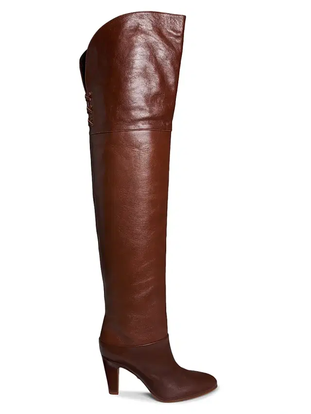 Women's Eve 85MM Leather Over-the-Knee Boots - Sooty Brown