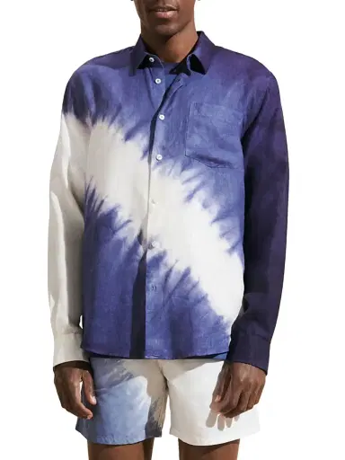 Vilebrequin Men's Graphic Linen Button-Front Shirt - Faience - Size XL | Thumbnail 4 Vilebrequin Men's Graphic Linen Button-Front Shirt - Faience - Size XL | Thumbnail 4