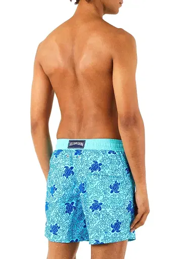 Vilebrequin Men's Flocked Turtle Splash Print Swim Shorts - Lazuli Blue | Thumbnail 2