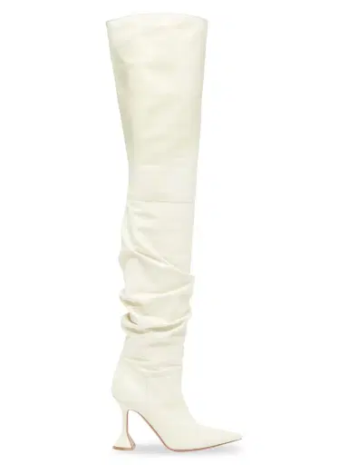 Amina Muaddi Women's Olivia 95MM Leather Thigh-High Boots | Thumbnail 5