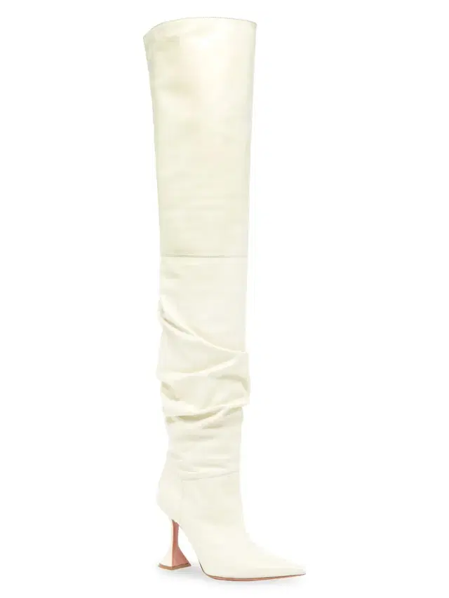 Amina Muaddi Women's Olivia 95MM Leather Thigh-High Boots
