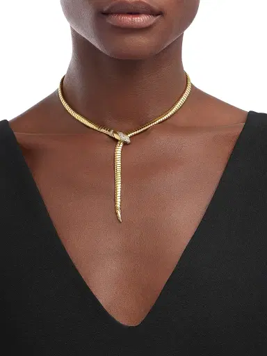 BVLGARI Women's Serpenti 18K Yellow Gold & 0.46 TCW Diamond Tubogas Necklace - Yellow Gold | Thumbnail 3