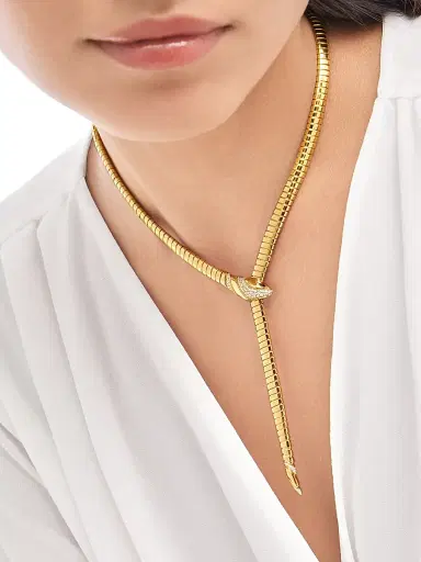 BVLGARI Women's Serpenti 18K Yellow Gold & 0.46 TCW Diamond Tubogas Necklace - Yellow Gold | Thumbnail 4