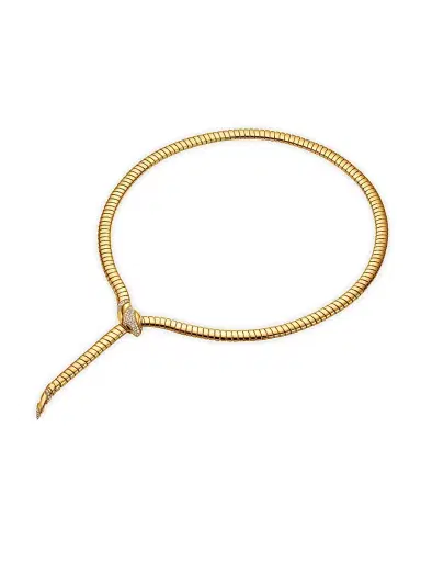 BVLGARI Women's Serpenti 18K Yellow Gold & 0.46 TCW Diamond Tubogas Necklace - Yellow Gold | Thumbnail 5