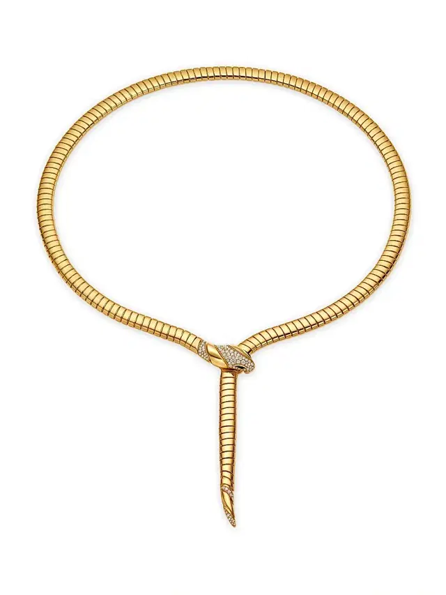 Women's Serpenti 18K Yellow Gold & 0.46 TCW Diamond Tubogas Necklace - Yellow Gold