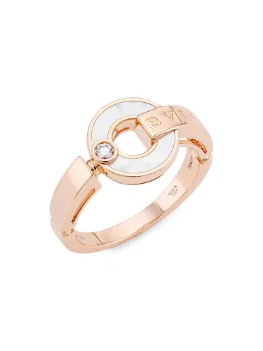 BVLGARI Women's Essential 18K Rose Gold, Mother-of-Pearl & Diamond Ring - Rose Gold | Thumbnail 1