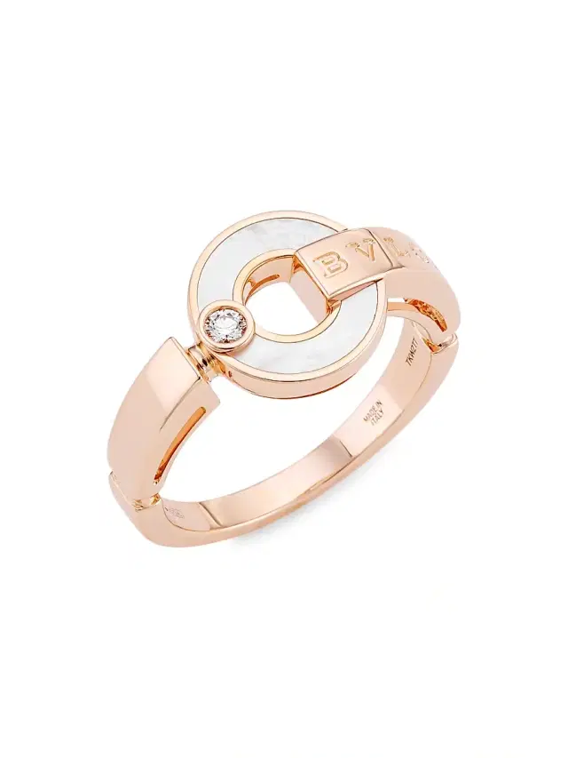 Women's Essential 18K Rose Gold, Mother-of-Pearl & Diamond Ring - Rose Gold