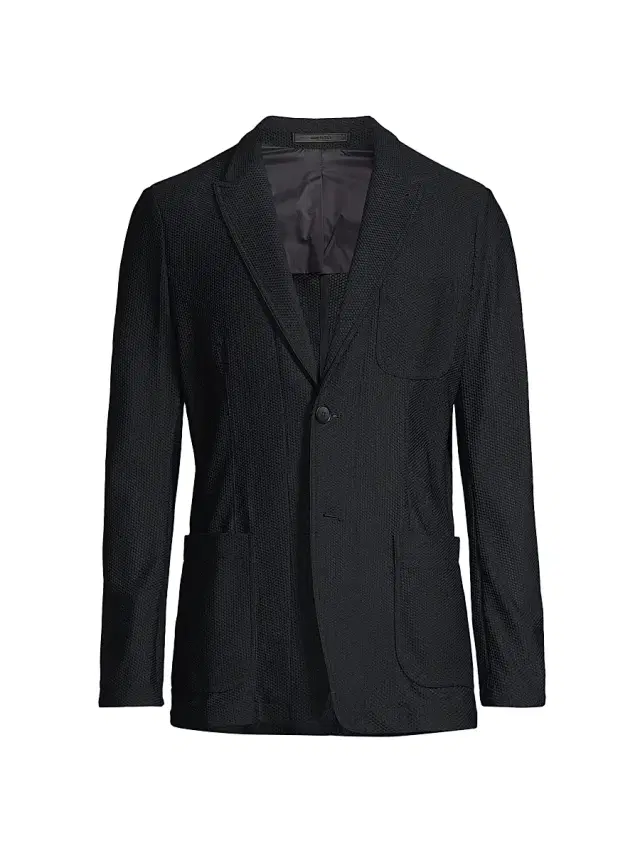 Giorgio Armani Men's Peak-Lapel Two-Button Blazer - Black