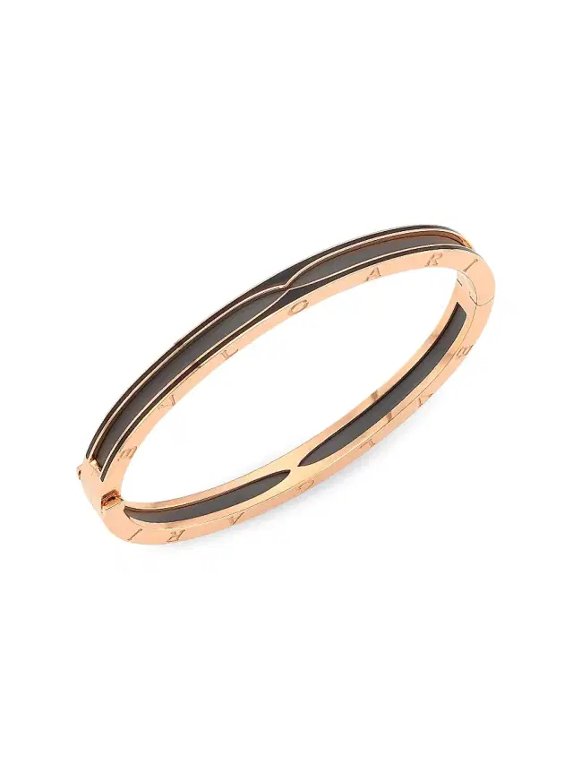 Women's B. zero1 18K Rose Gold & Ceramic Bangle Bracelet - Black Rosegold