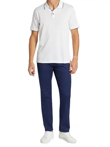 Giorgio Armani Men's Cotton Polo Shirt - White Navy - Size 46 | Thumbnail 2