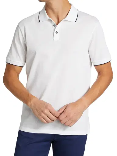 Giorgio Armani Men's Cotton Polo Shirt - White Navy - Size 46 | Thumbnail 3