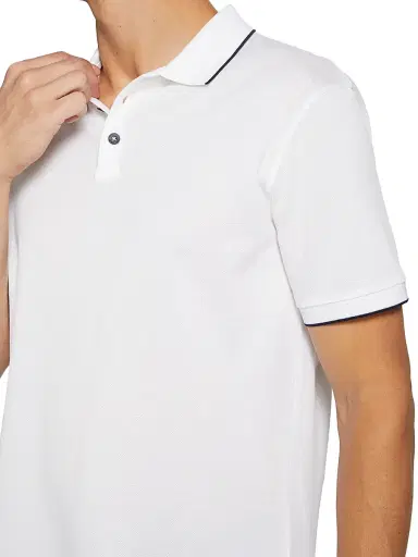 Giorgio Armani Men's Cotton Polo Shirt - White Navy - Size 46 | Thumbnail 6