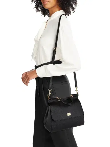 Dolce & Gabbana Women's Sicily Leather Top Handle Bag - Black | Thumbnail 2