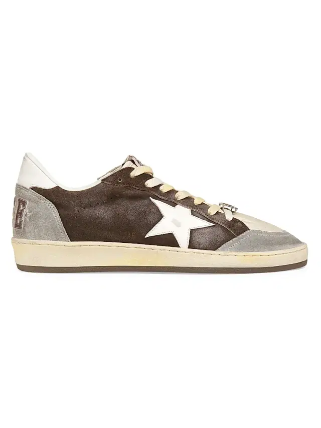 Golden Goose Men's Ballstar Spur Star Leather Sneakers - Dark Brown Multi