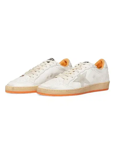 Golden Goose Men's Ball Star Crackled Leather Sneakers - White Beige Orange - Size 14 | Thumbnail 2 Golden Goose Men's Ball Star Crackled Leather Sneakers - White Beige Orange - Size 14 | Thumbnail 2