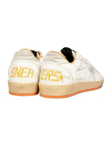 Golden Goose Men's Ball Star Crackled Leather Sneakers - White Beige Orange - Size 14 | Thumbnail 3 Golden Goose Men's Ball Star Crackled Leather Sneakers - White Beige Orange - Size 14 | Thumbnail 3