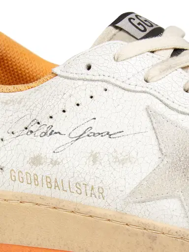 Golden Goose Men's Ball Star Crackled Leather Sneakers - White Beige Orange - Size 14 | Thumbnail 5 Golden Goose Men's Ball Star Crackled Leather Sneakers - White Beige Orange - Size 14 | Thumbnail 5