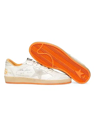 Golden Goose Men's Ball Star Crackled Leather Sneakers - White Beige Orange - Size 14 | Thumbnail 6 Golden Goose Men's Ball Star Crackled Leather Sneakers - White Beige Orange - Size 14 | Thumbnail 6