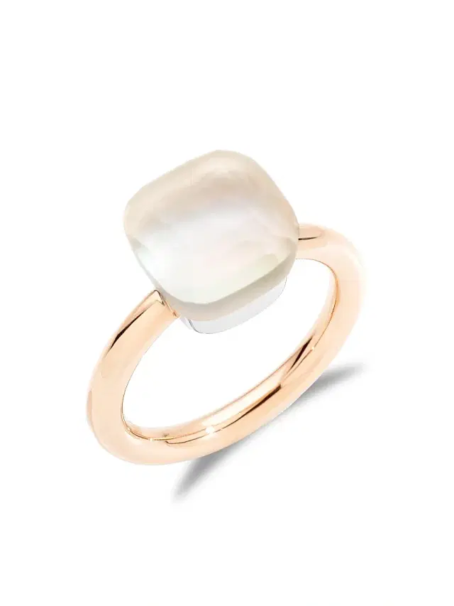 Women's Nudo Gelè Classic White Topaz, Mother-Of-Pearl, 18K Rose Gold & 18K Yellow Gold Ring - Rose White Gold