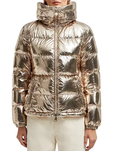 Moncler Women's Douros Short Down Jacket - Metallic Beige | Thumbnail 2 Moncler Women's Douros Short Down Jacket - Metallic Beige | Thumbnail 2