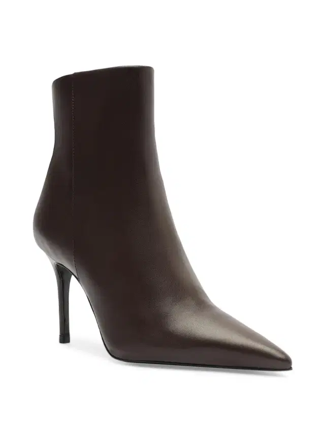 Women's Mikki 85MM Leather Stiletto Booties - Dark Chocolate