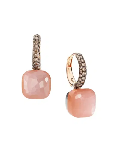 Pomellato Women's Two-Tone 18K Gold, Moonstone & 0.53 TCW Orange Diamond Drop Earrings - Rose Gold | Thumbnail 1